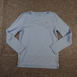 Vineyard Vines Girls Top Large 14 Performance Long Sleeve Striped Preppy Crew